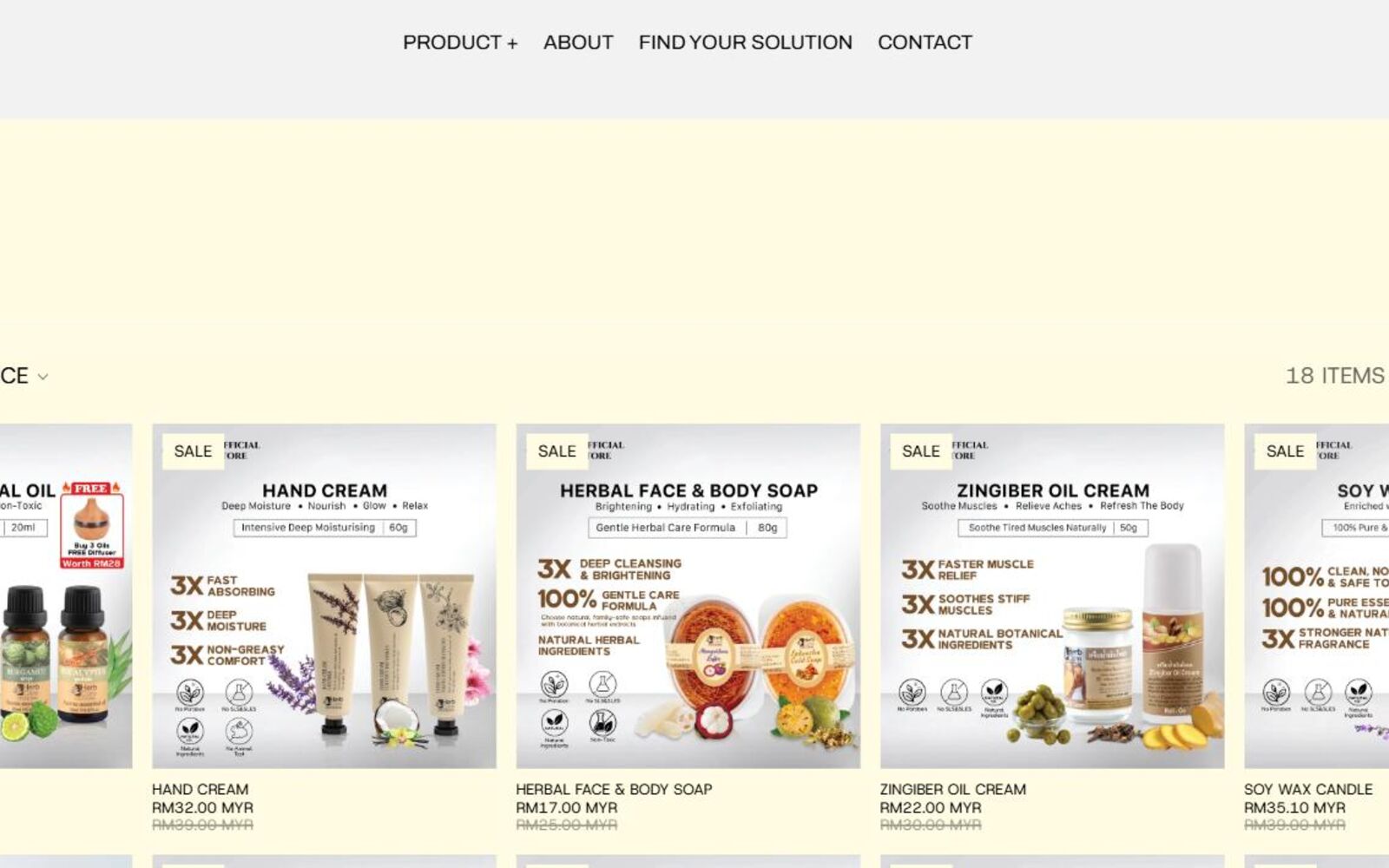 The Herb Care Malaysia site in a browser