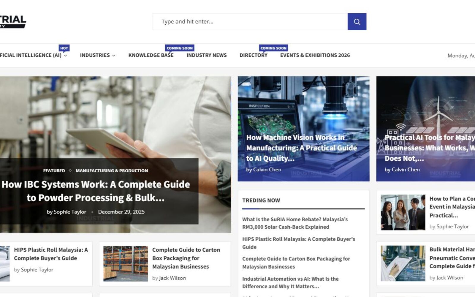 The Industrial Malaysia site in a browser