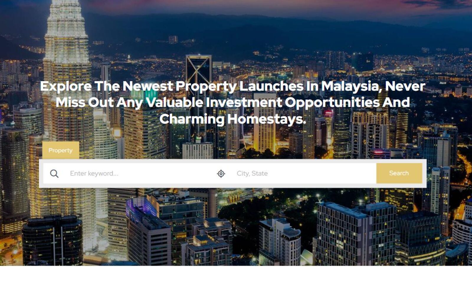 The Propertymines site in a browser