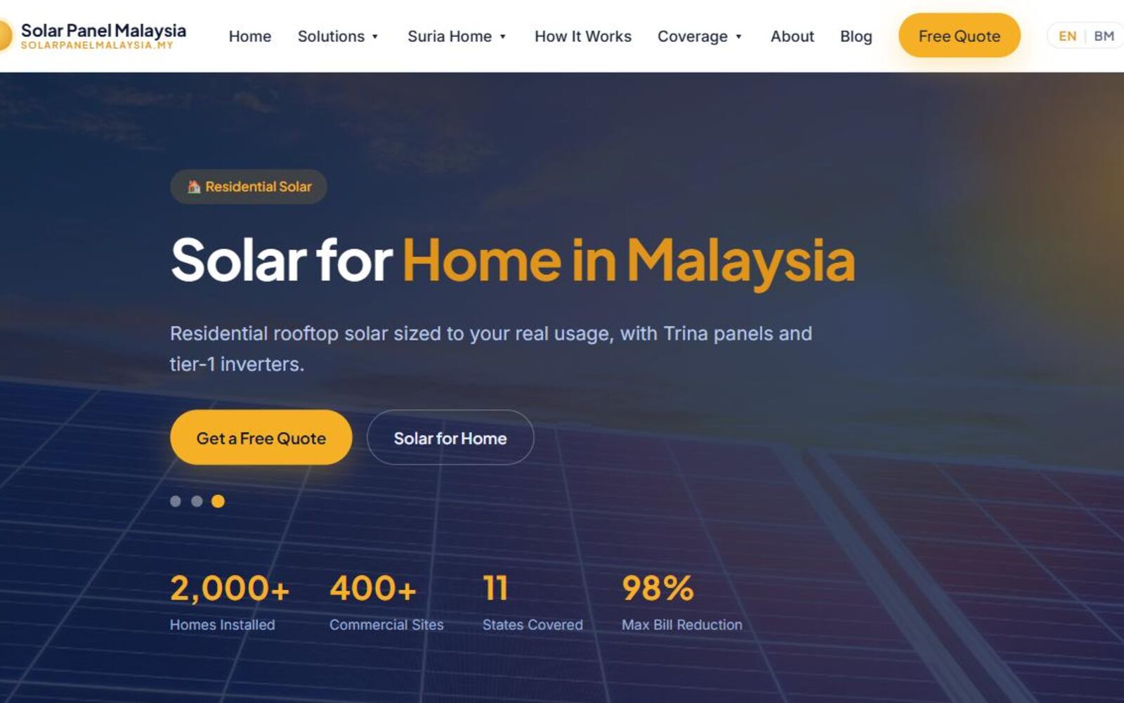 The Solar Panel Malaysia site in a browser