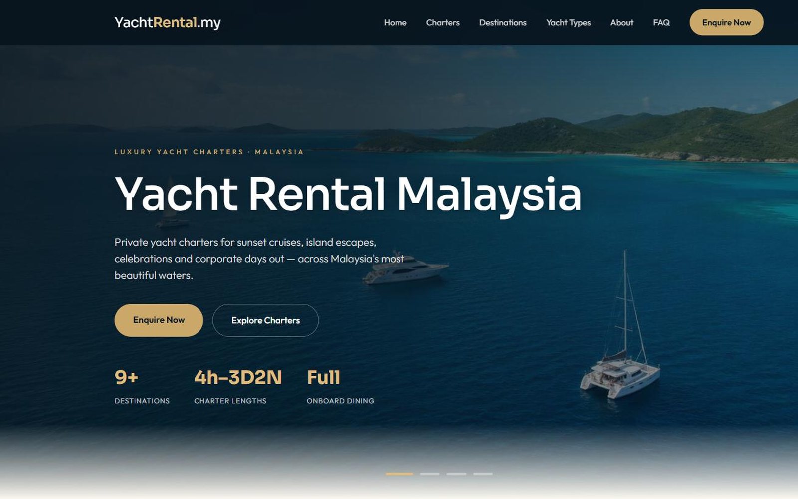 The YachtRental.my site in a browser