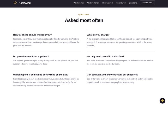 Northwind: Questions, two columns, nothing hidden
