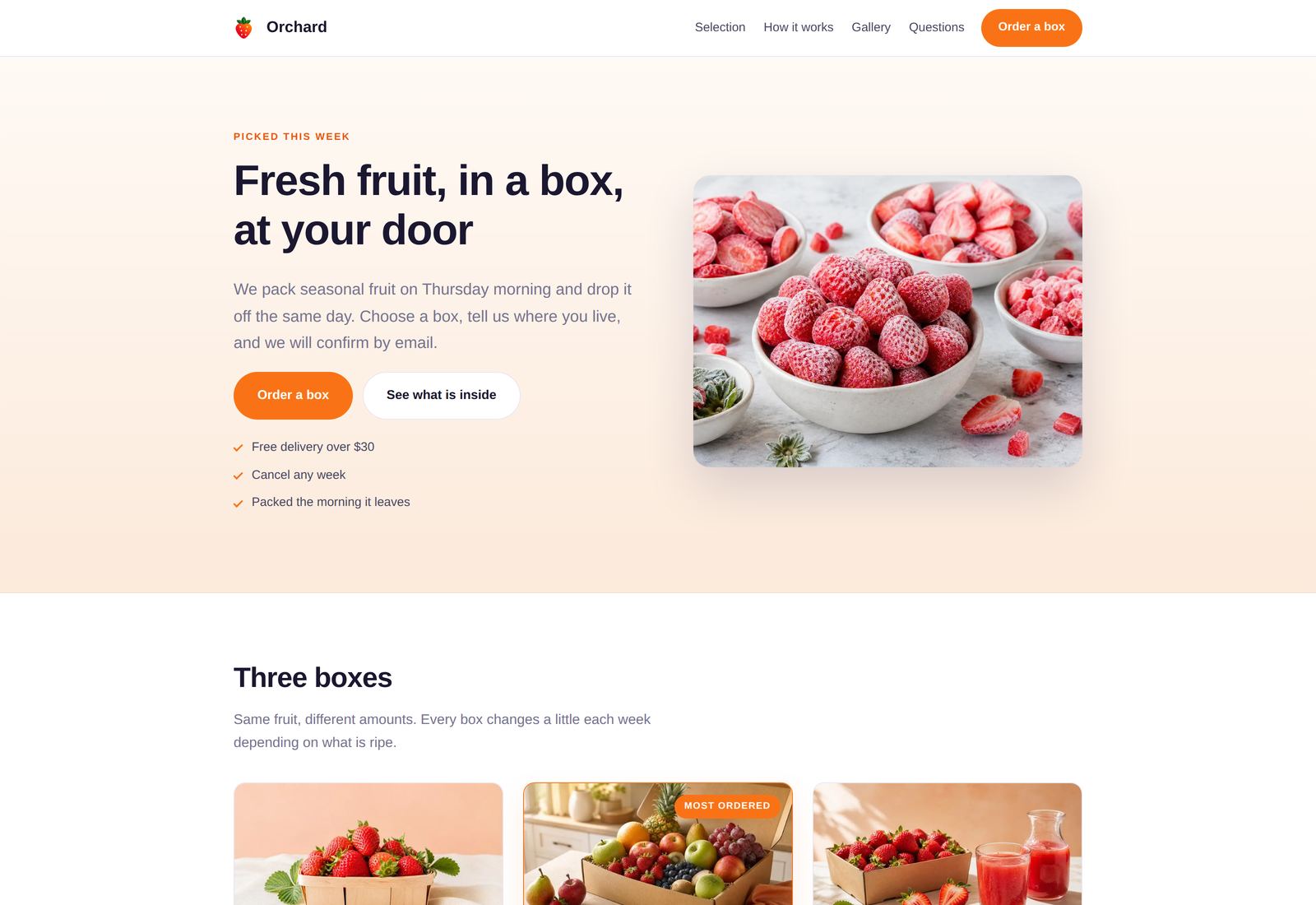 The Orchard template in a browser