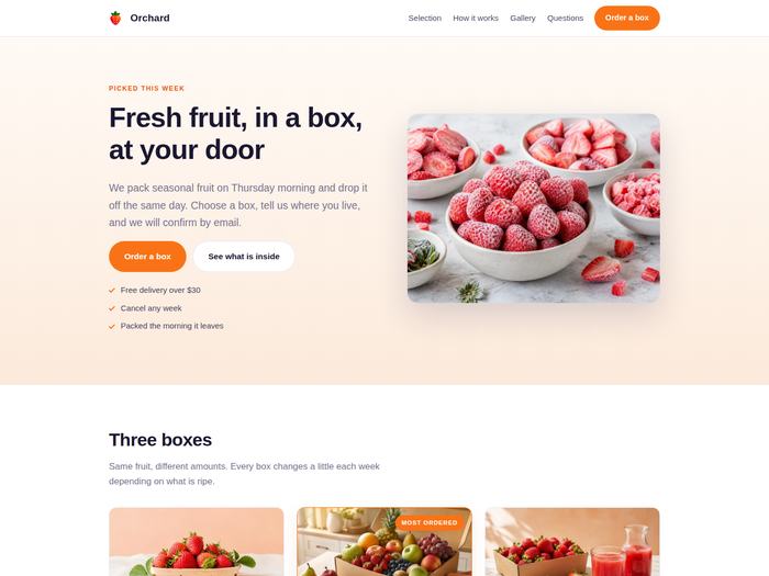 Orchard: The whole page, top to bottom