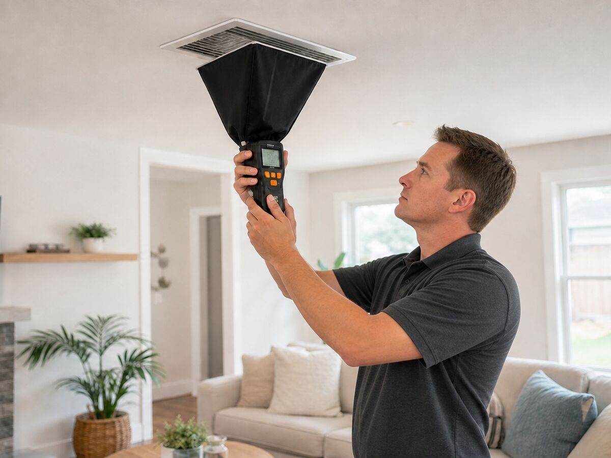 Measuring airflow at a ceiling vent
